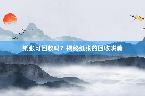 纸张可回收吗？揭秘纸张的回收哄骗