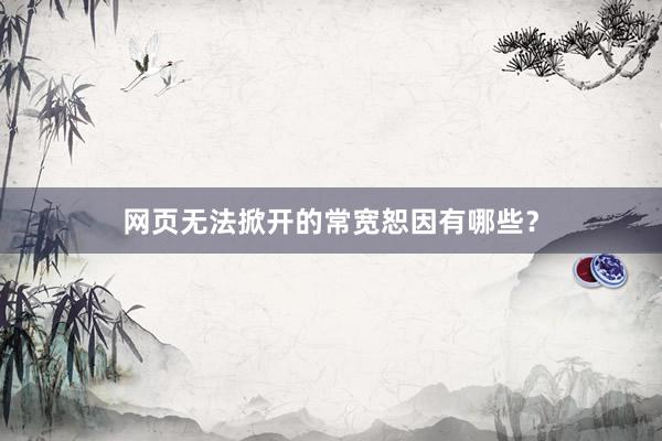 网页无法掀开的常宽恕因有哪些？